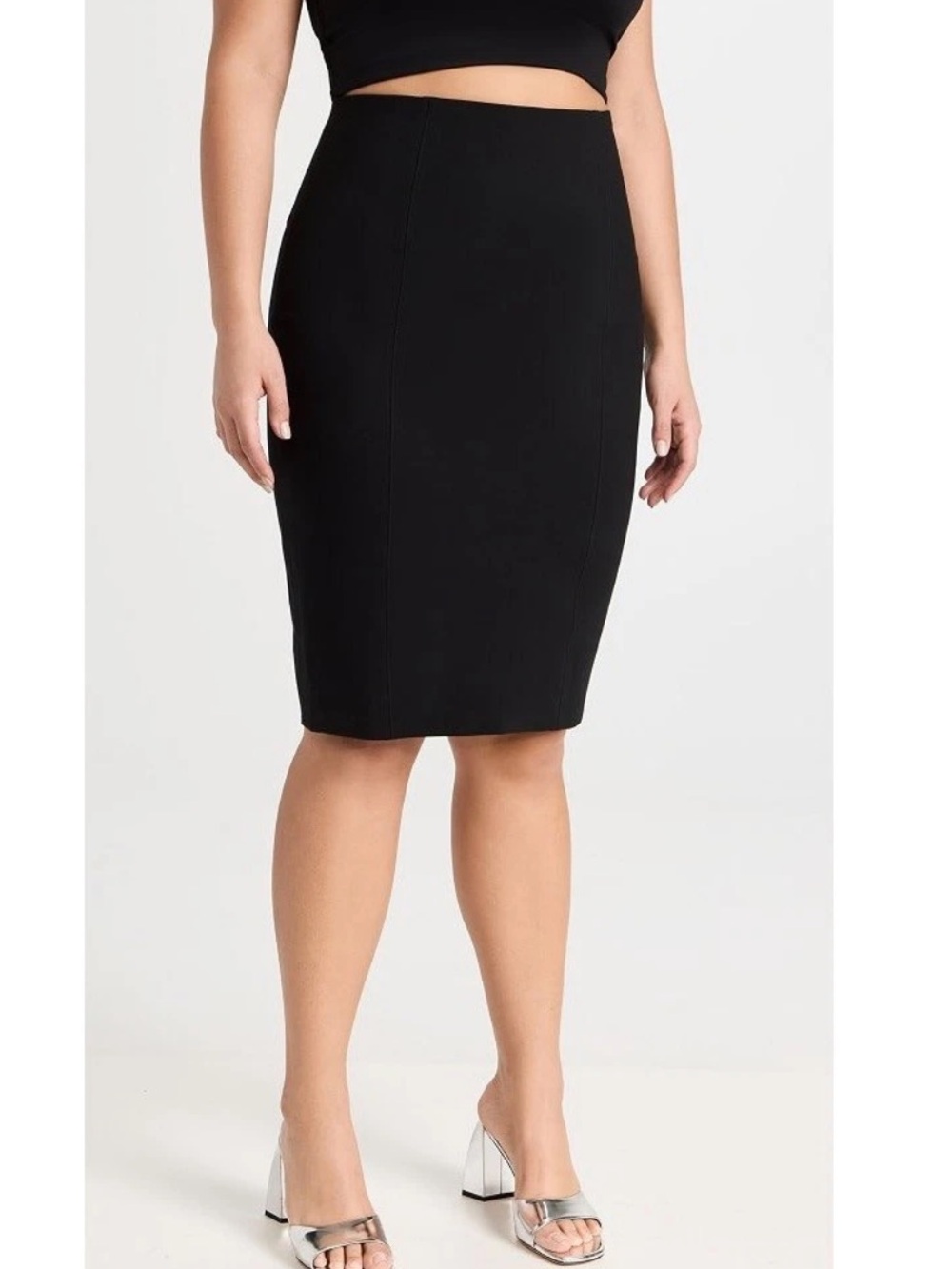 Spanx The Perfect Black Ponte Pencil Skirt  20269R Black -  Size Large